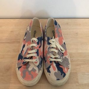 SUPERGA pink and blue camo sneakers